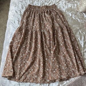 Petal & Pup Floral Maxi Skirt in Brown and White